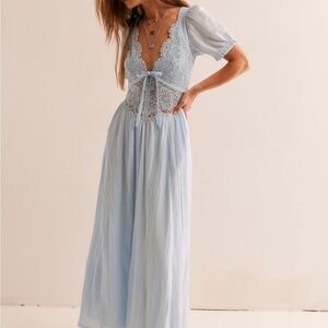 BNWT Free People « All You Need Is Lace Midi » Light Blue Dress